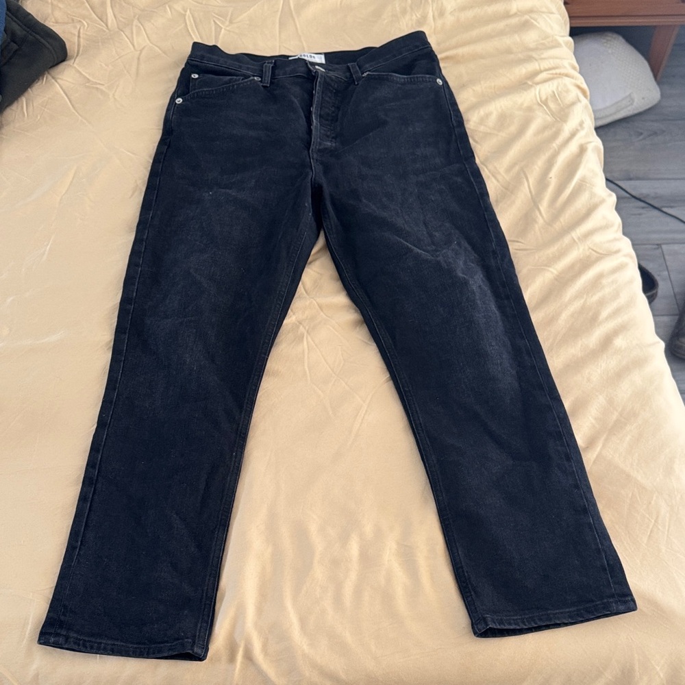 Agolde Riley Dark gray/blk high waisted jeans